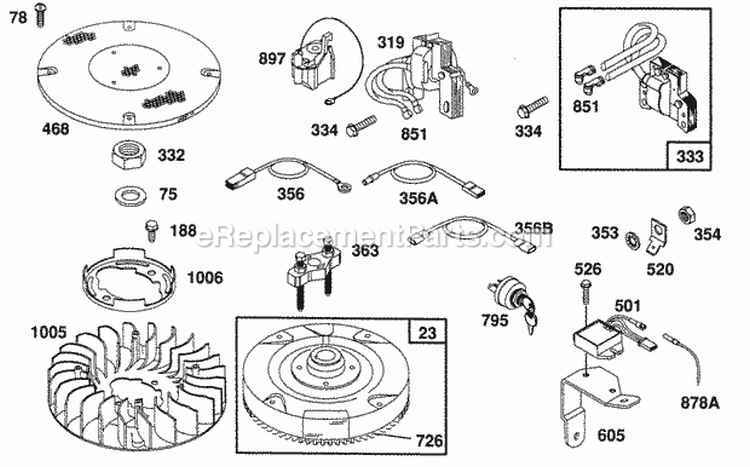 FlywheelFanMisc Electrical Diagram and Parts List for  Briggs and Stratton Engine